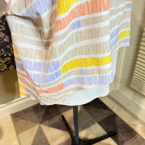 Michael Tyler Top Blouse Striped Lined Multicolor Batwing Sleeve Women’s Size L - Picture 4 of 16